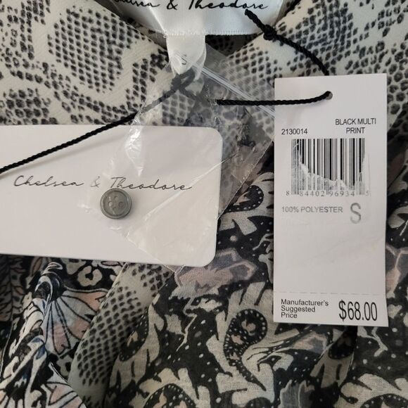 "Chelsea & Theodore " Woman's long sleeve blouse Size: small bl/white NWT - Picture 6 of 7